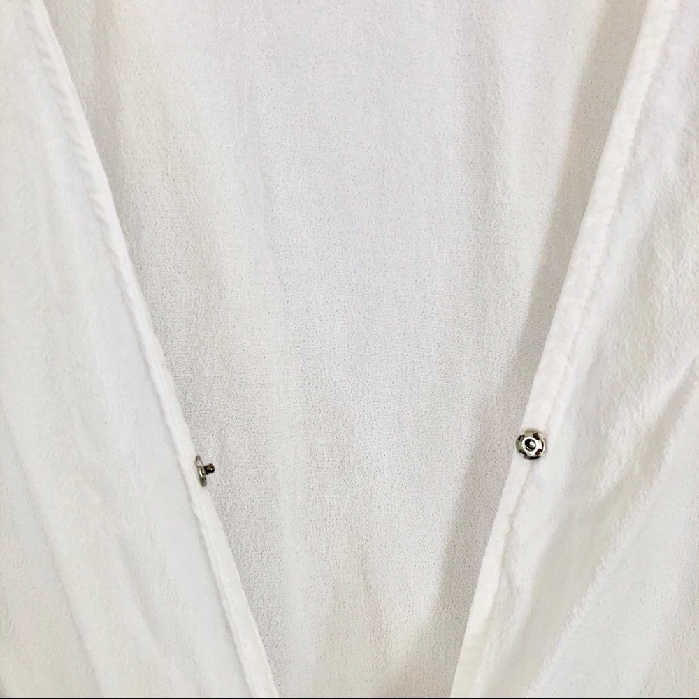 LOVERS + FRIENDS Surplice Wrap Long Sleeve Bodysuit in White - Picture 5 of 8